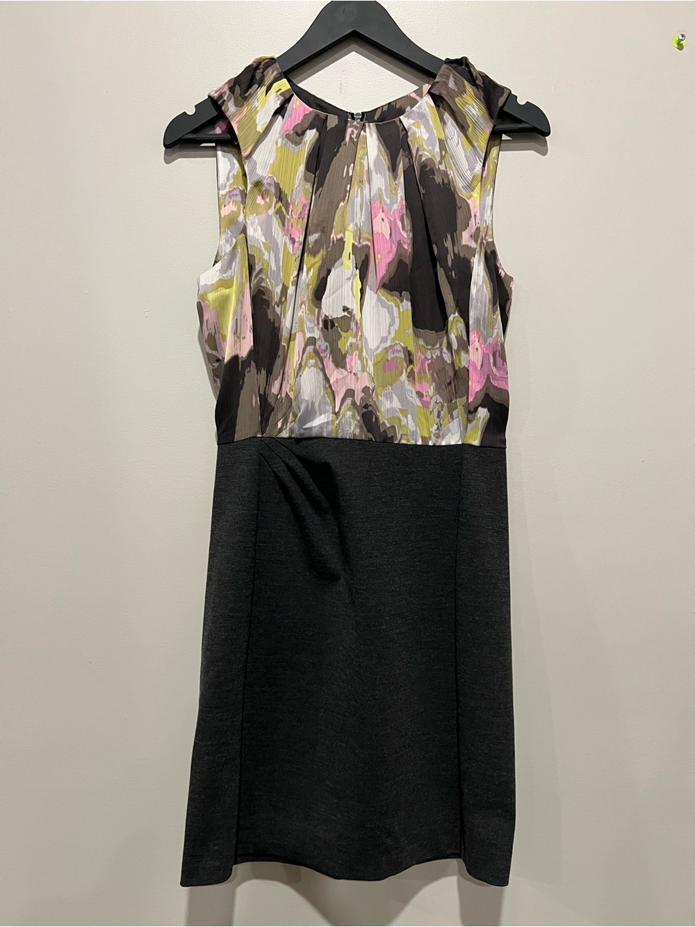 Rachel Roy Floral Pleated Sheath Dress Women’s Size 6 Black Pink Career Cocktail